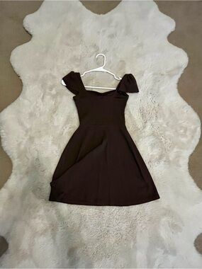 wild fable Chocolate Brown Mini Dress with Puff Straps